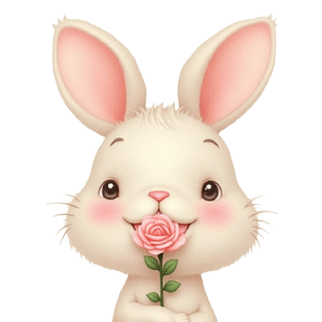 Charming Bunny with a Rose